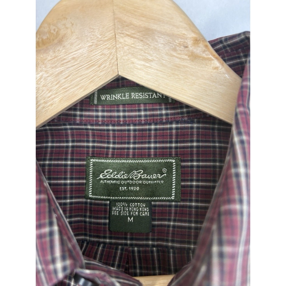 Eddie Bauer Wrinkle Resistant Relaxed Fit Plaid Button Down Shirt Men's Medium